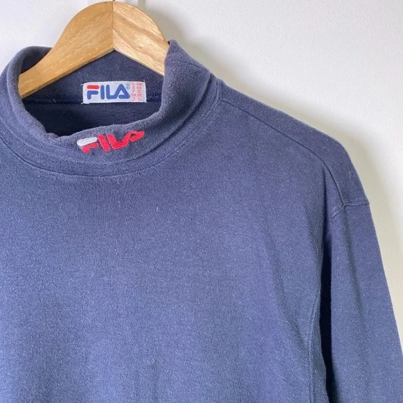 014 Original Fila Roll Neck Top Long Sleeve Blue Large - Picture 2 of 10